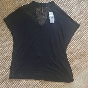 Buffalo NWT black lace back top